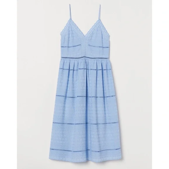 H&M | Dresses | Hm Light Blue Embroidered Dress | Poshmark